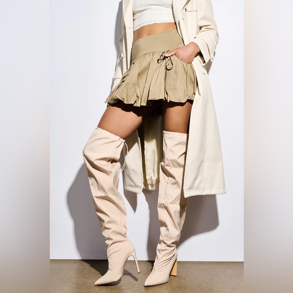 AKIRA Cream Over the Knee Boots
